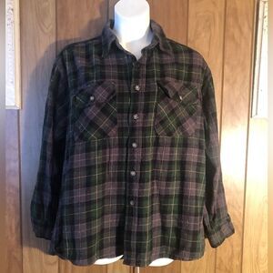 Stillwater Supply Co. mens flannel shirt. Size 2XL. Green and purple plaid